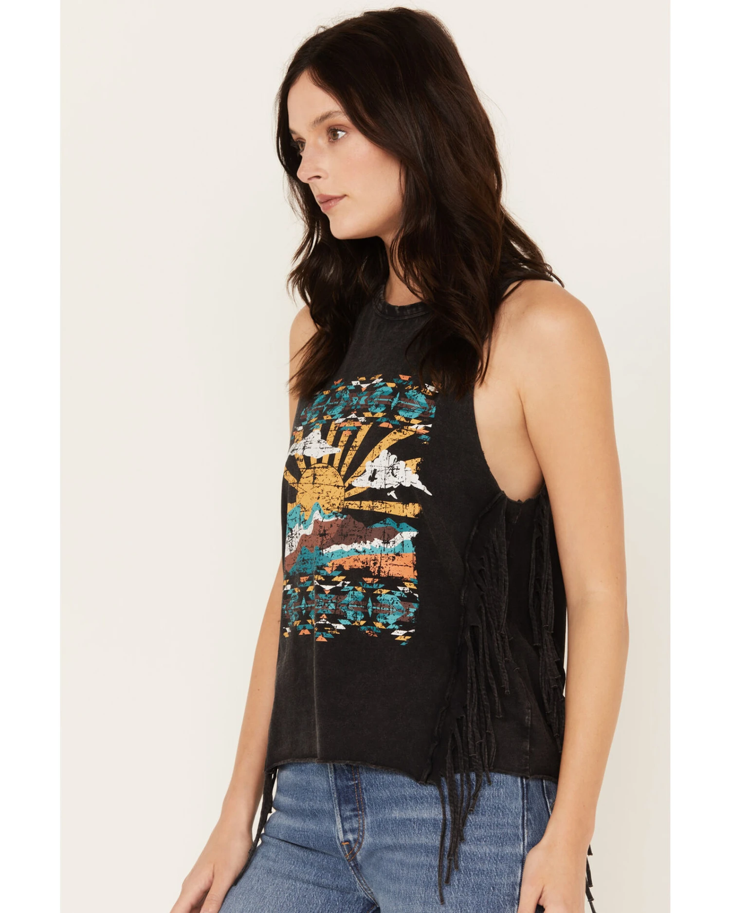 Rock & Roll Denim Women's Vintage Graphic Fringe Tank 2 Rock & Roll Denim Women's Vintage Graphic Fringe Tank - Image 2