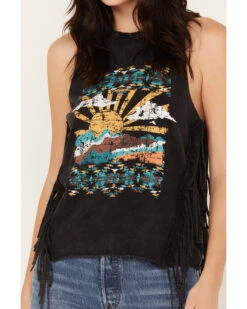 Rock & Roll Denim Women's Vintage Graphic Fringe Tank 6 Rock & Roll Denim Women's Vintage Graphic Fringe Tank -Deals Grace Apparel Store 2000385008 022 P3