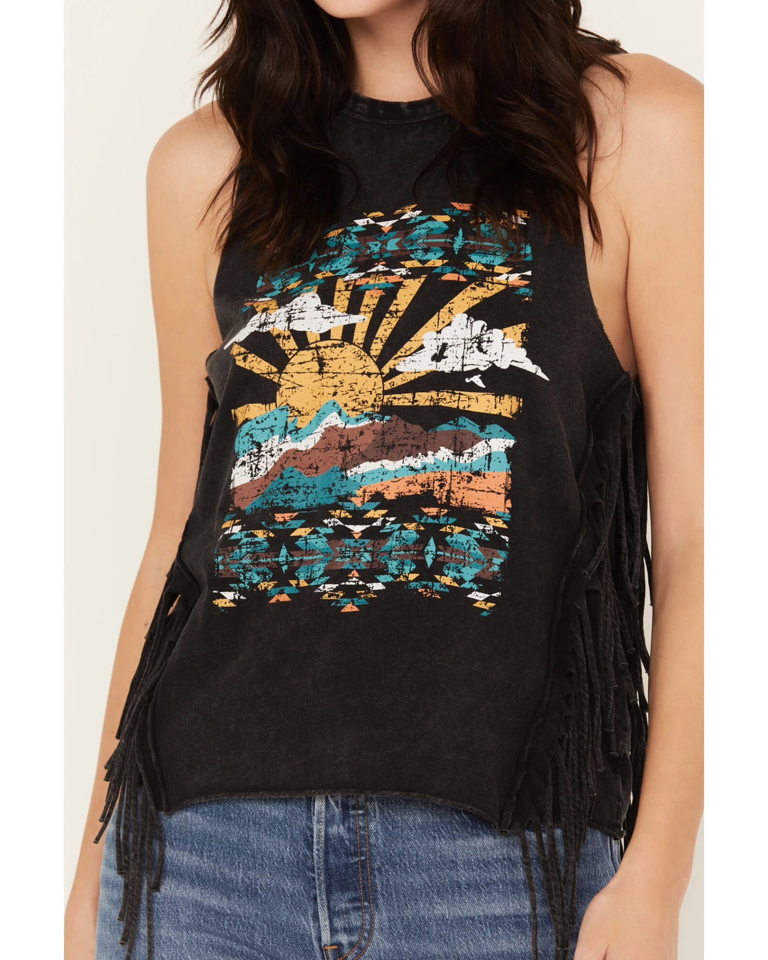 Rock & Roll Denim Women's Vintage Graphic Fringe Tank 3 Rock & Roll Denim Women's Vintage Graphic Fringe Tank - Image 3