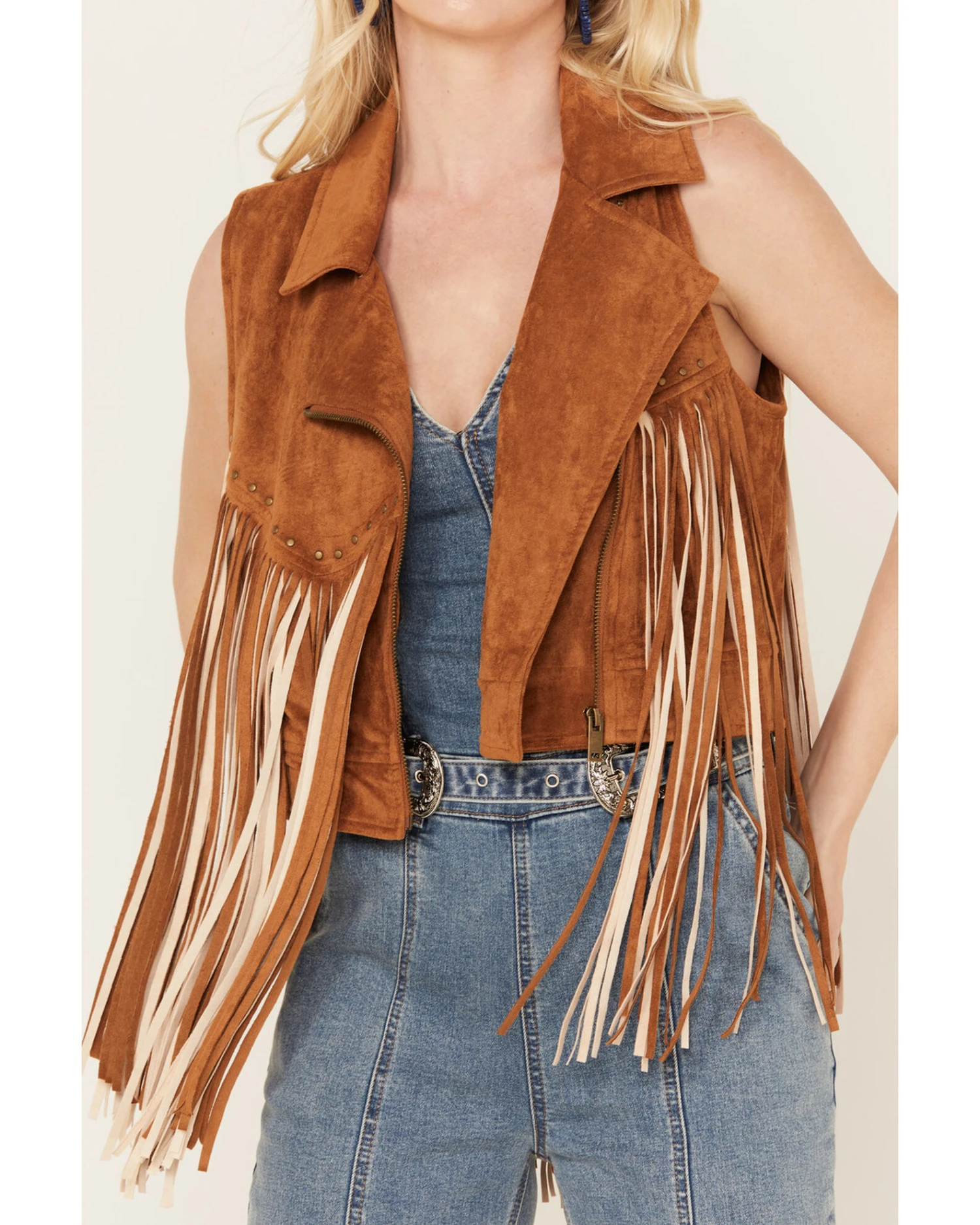 Rock & Roll Denim Women's Cropped Fringe Star Vest 3 Rock & Roll Denim Women's Cropped Fringe Star Vest - Image 3