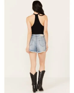 Rock & Roll Denim Women's Light Wash Mid Rise Chain Fringe Denim Shorts -Deals Grace Apparel Store 2000385101 412 P3