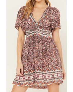 Angie Women's Floral Print Short Sleeve Mini Dress  -Deals Grace Apparel Store 2000385619 900 P3