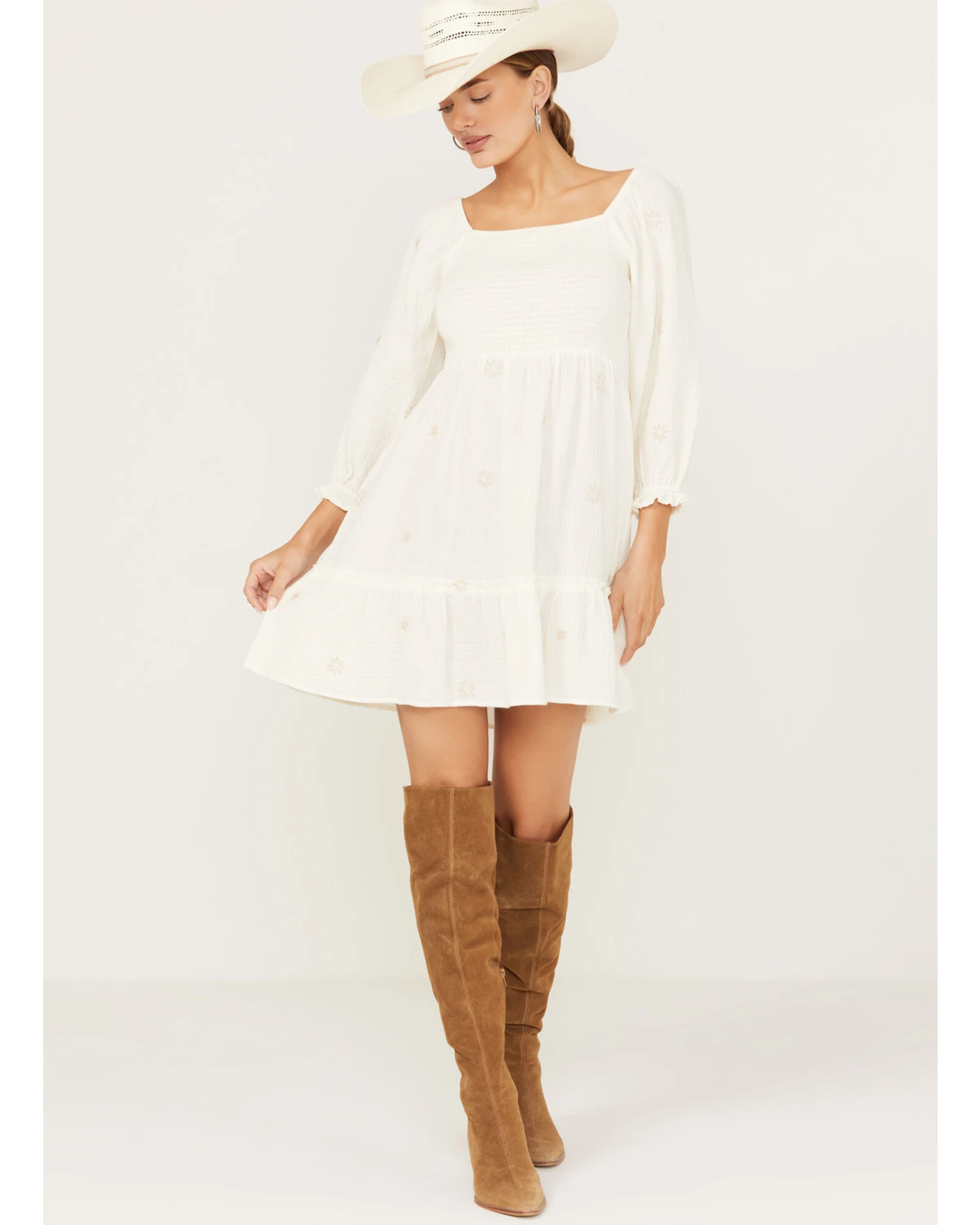 Jolt Women's Long Sleeve Smocked Dress 1 Jolt Women's Long Sleeve Smocked Dress