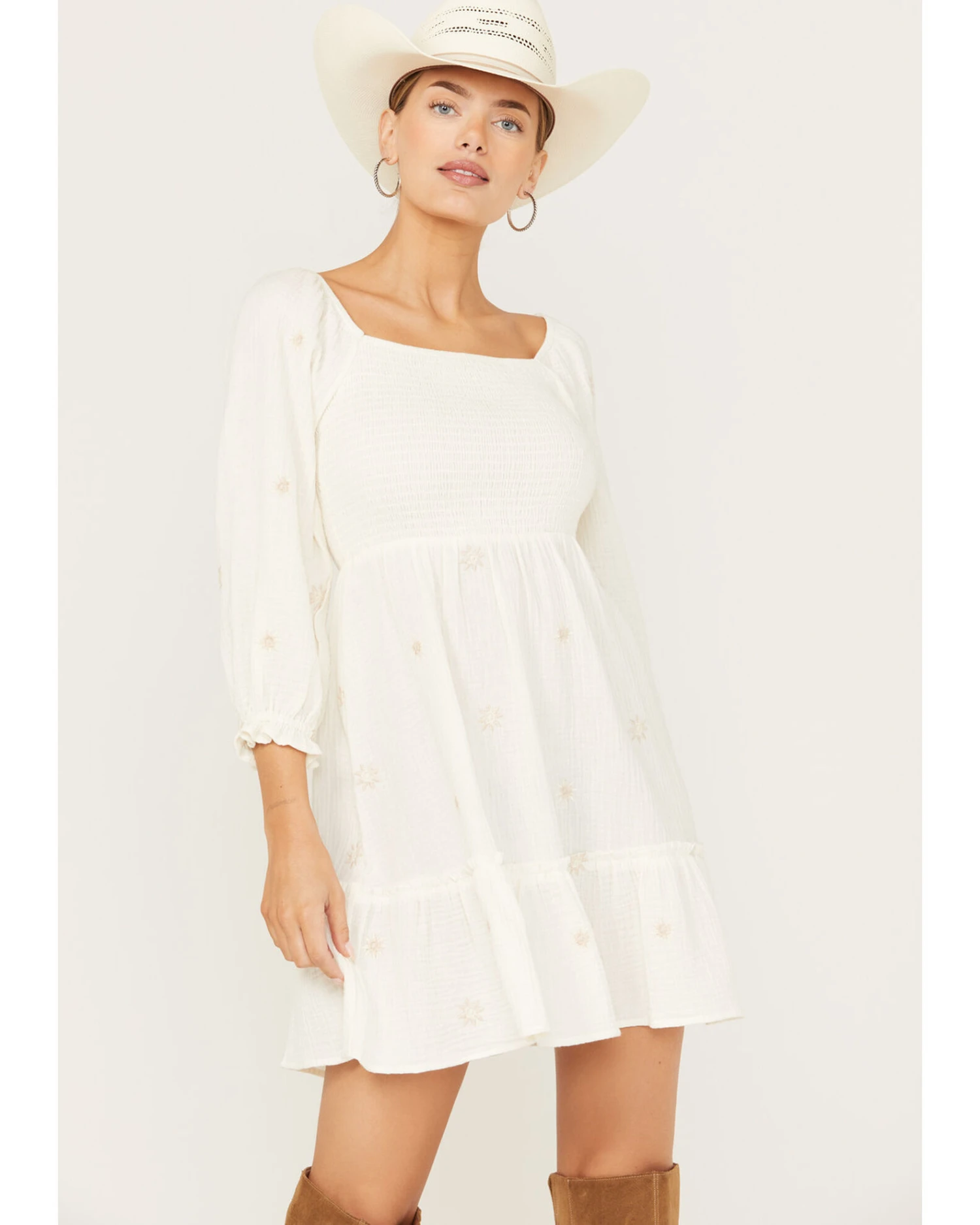 Jolt Women's Long Sleeve Smocked Dress 2 Jolt Women's Long Sleeve Smocked Dress - Image 2