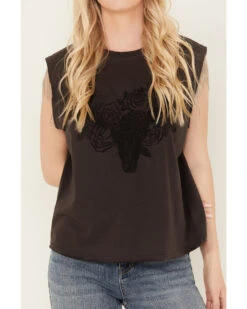 Idyllwind Women's Cornflower Fringe Sleeve Graphic Tee -Deals Grace Apparel Store 2000386120 001 P3