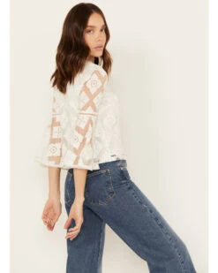 Shyanne Women's Diamond Embroidered Mesh Top -Deals Grace Apparel Store 2000386167 100 P4