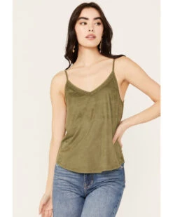 Shyanne Women's Crochet Lace Faux Suede Cami Top