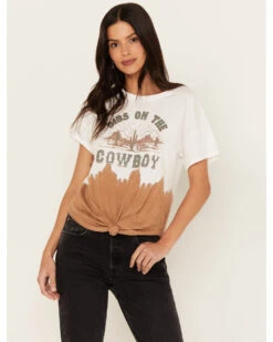 Shyanne Women's Dip Dye Graphic Tie Front Tee