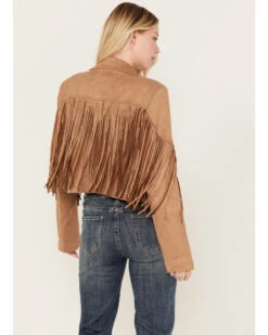 Saints & Hearts Women's Faux Suede Cropped Fringe Jacket -Deals Grace Apparel Store 2000386537 280 P4