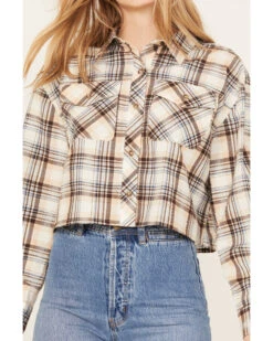 Cleo + Wolf Women's Plaid Print Cropped Shirt 6 Cleo + Wolf Women's Plaid Print Cropped Shirt -Deals Grace Apparel Store 2000386562 110 P3