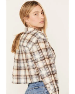 Cleo + Wolf Women's Plaid Print Cropped Shirt 7 Cleo + Wolf Women's Plaid Print Cropped Shirt -Deals Grace Apparel Store 2000386562 110 P4