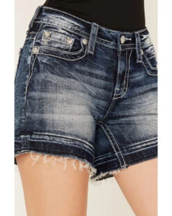 Miss Me Women's Dark Wash Mid Rise Non-Flap Denim Shorts 7 Miss Me Women's Dark Wash Mid Rise Non-Flap Denim Shorts -Deals Grace Apparel Store 2000387026 414 P4