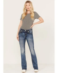 Miss Me Women's Dark Wash Mid Rise Non-Flap Pastel Cross Bootcut Jeans 6 Miss Me Women's Dark Wash Mid Rise Non-Flap Pastel Cross Bootcut Jeans -Deals Grace Apparel Store 2000387027 416 P3