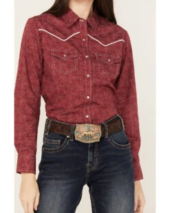 Ely Walker Women's Long Sleeve Paisley Print Western Pearl Snap Shirt -Deals Grace Apparel Store 2000387665 600 P3