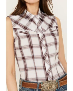 Ely Walker Women's Sleeveless Plaid Print Western Pearl Snap Shirt 6 Ely Walker Women's Sleeveless Plaid Print Western Pearl Snap Shirt -Deals Grace Apparel Store 2000387668 640 P3