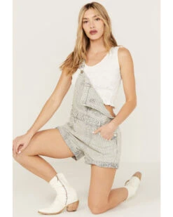 Free People Women's Light Wash Denim Novelty Ziggy Shortalls