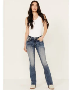 Miss Me Women's Dark Wash Mid Rise Americana Border Stretch Bootcut Jeans 6 Miss Me Women's Dark Wash Mid Rise Americana Border Stretch Bootcut Jeans -Deals Grace Apparel Store 2000388614 401 P3