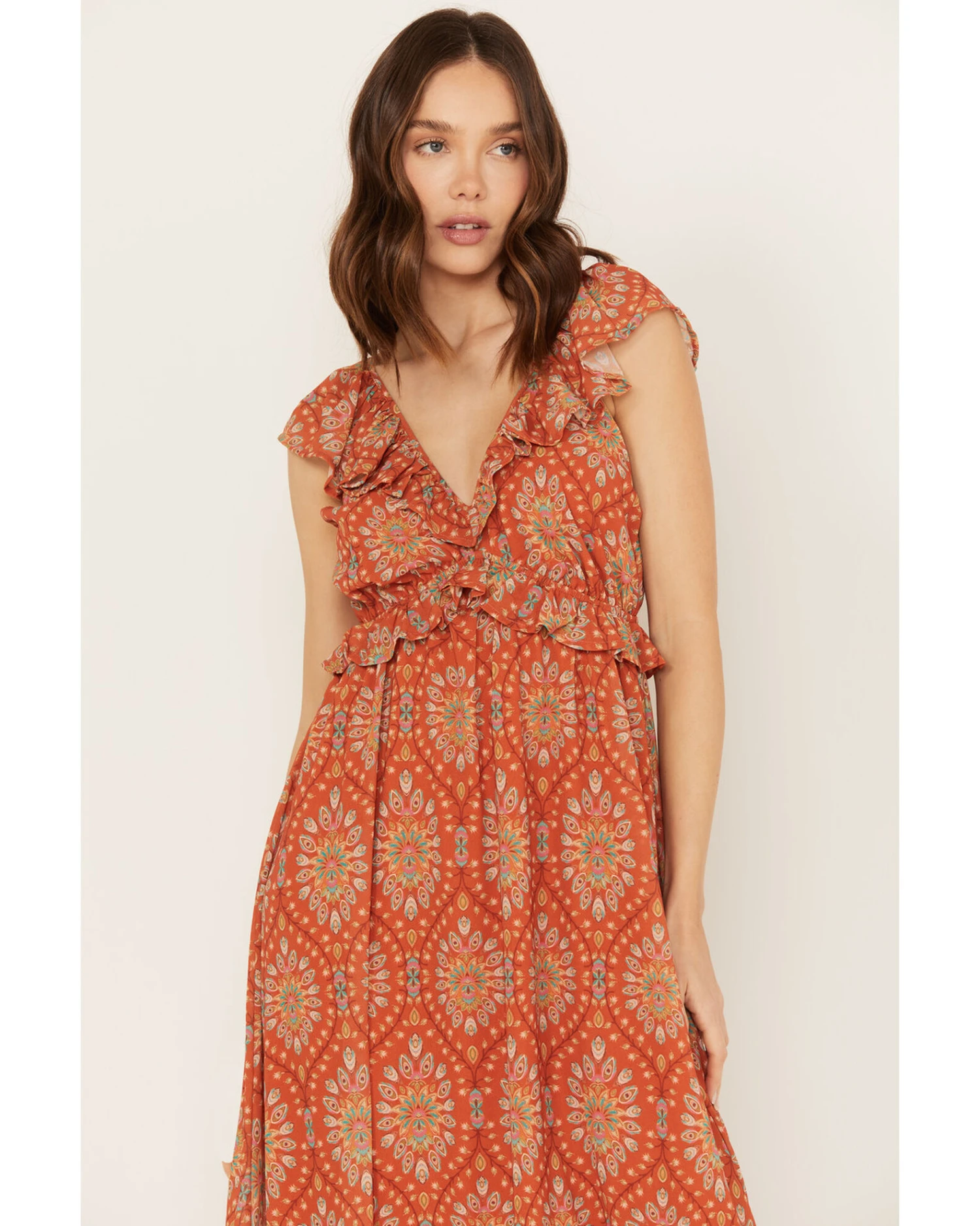 Flying Tomato Women's Ruffle Trim Printed Maxi Dress 2 Flying Tomato Women's Ruffle Trim Printed Maxi Dress - Image 2