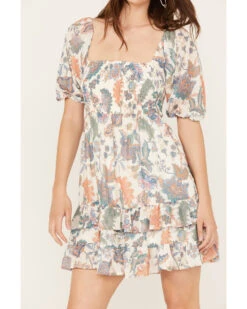 Flying Tomato Women's Floral Smocked Short Sleeve Mini Dress -Deals Grace Apparel Store 2000388706 103 P3