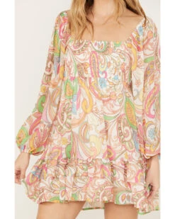 Flying Tomato Women's Paisley Print Ruffle Mini Dress -Deals Grace Apparel Store 2000388708 900 P3