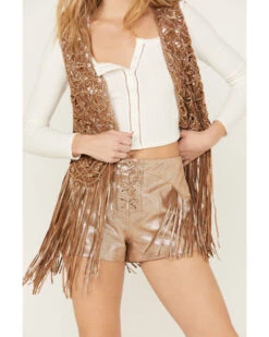 Wonderwest Women's Foiled Suede Vest -Deals Grace Apparel Store 2000389175 200 P3