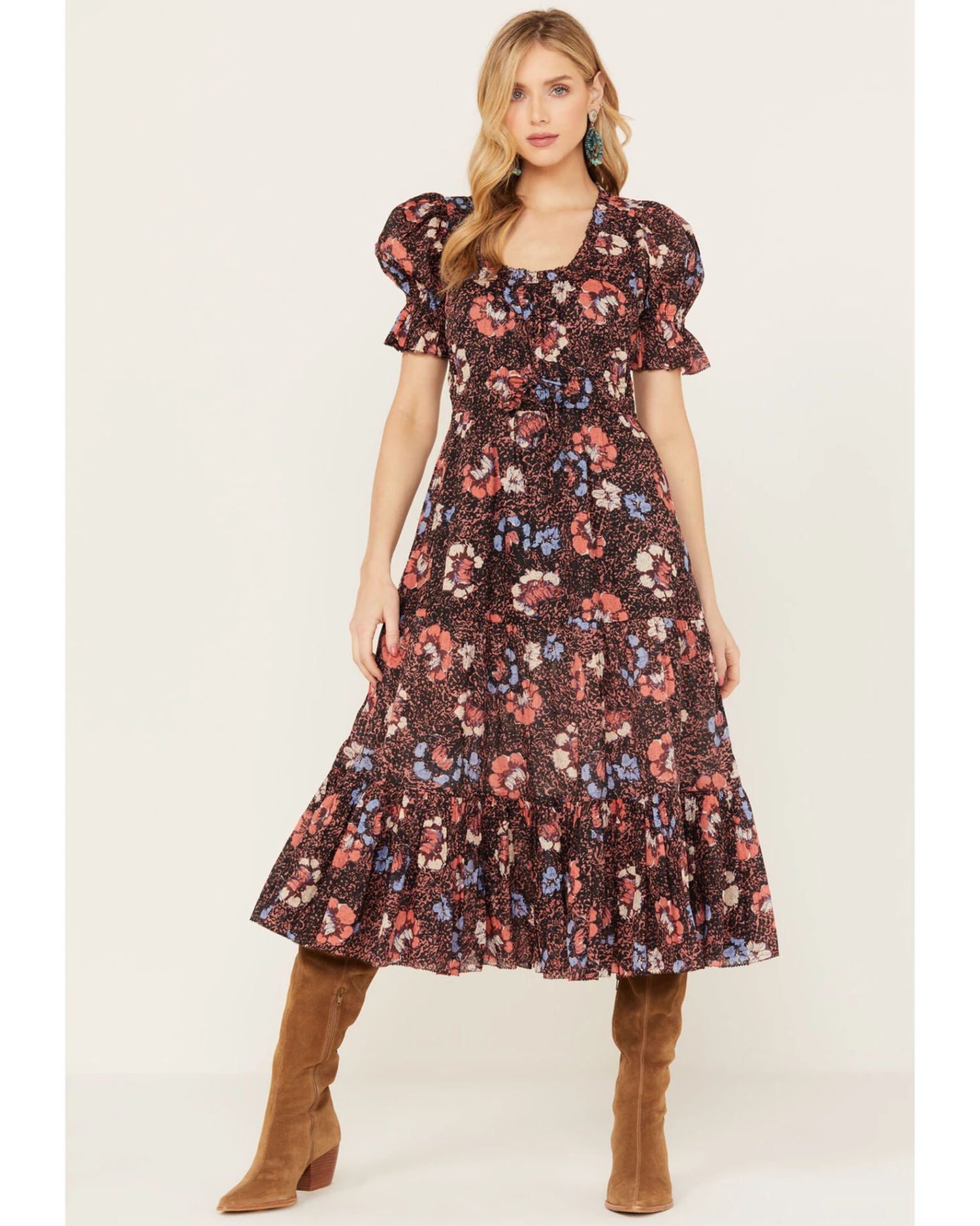 Cleobella Women's Multicolored Floral Caroline Midi Dress 1 Cleobella Women's Multicolored Floral Caroline Midi Dress