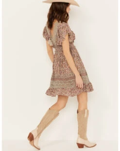 Angie Women's Flutter Sleeve Macrame Insert Floral Print Dress -Deals Grace Apparel Store 2000391052 220 P4