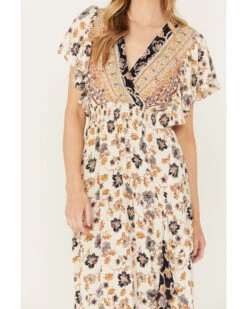 Angie Women's Flutter Sleeve Floral Border Print Dress -Deals Grace Apparel Store 2000391056 900 P3