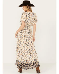 Angie Women's Flutter Sleeve Floral Border Print Dress -Deals Grace Apparel Store 2000391056 900 P4