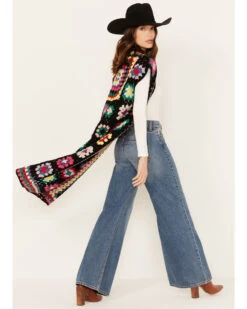 Revel Women's Crochet Sleeveless Midi Kimono