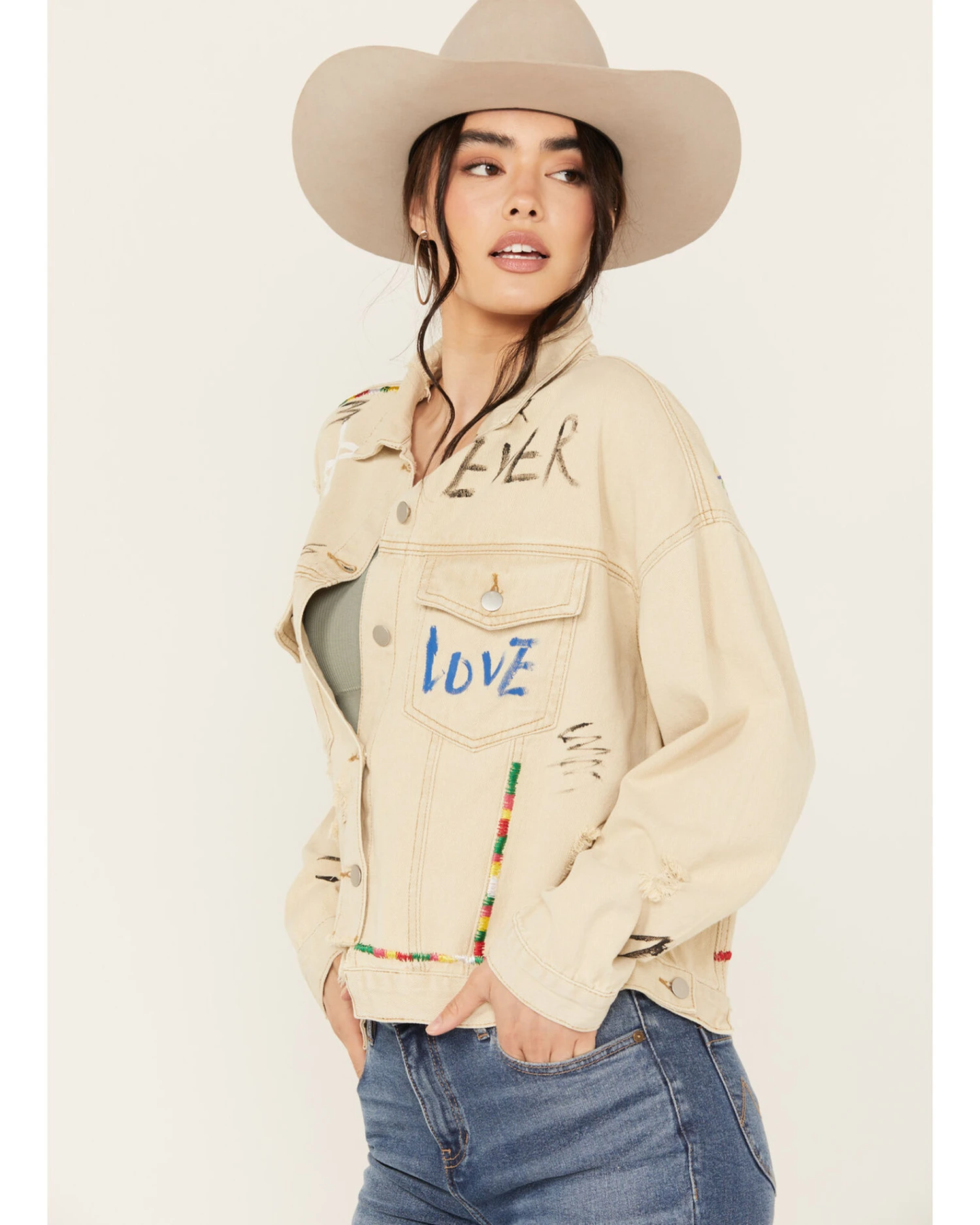 POL Women's Drawing Embellished Jacket 2 POL Women's Drawing Embellished Jacket - Image 2