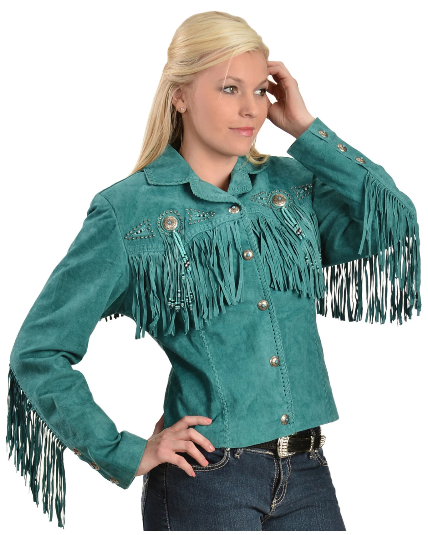 Scully Fringe & Beaded Boar Suede Leather Jacket 2 Scully Fringe & Beaded Boar Suede Leather Jacket - Image 2