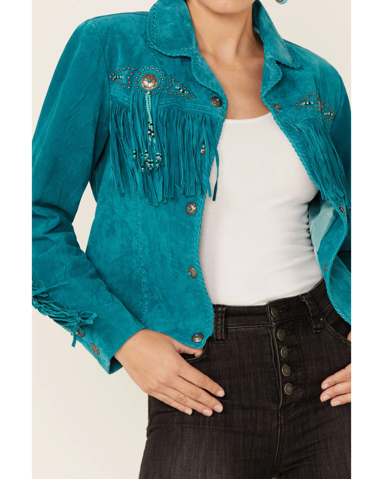 Scully Fringe & Beaded Boar Suede Leather Jacket 3 Scully Fringe & Beaded Boar Suede Leather Jacket - Image 3